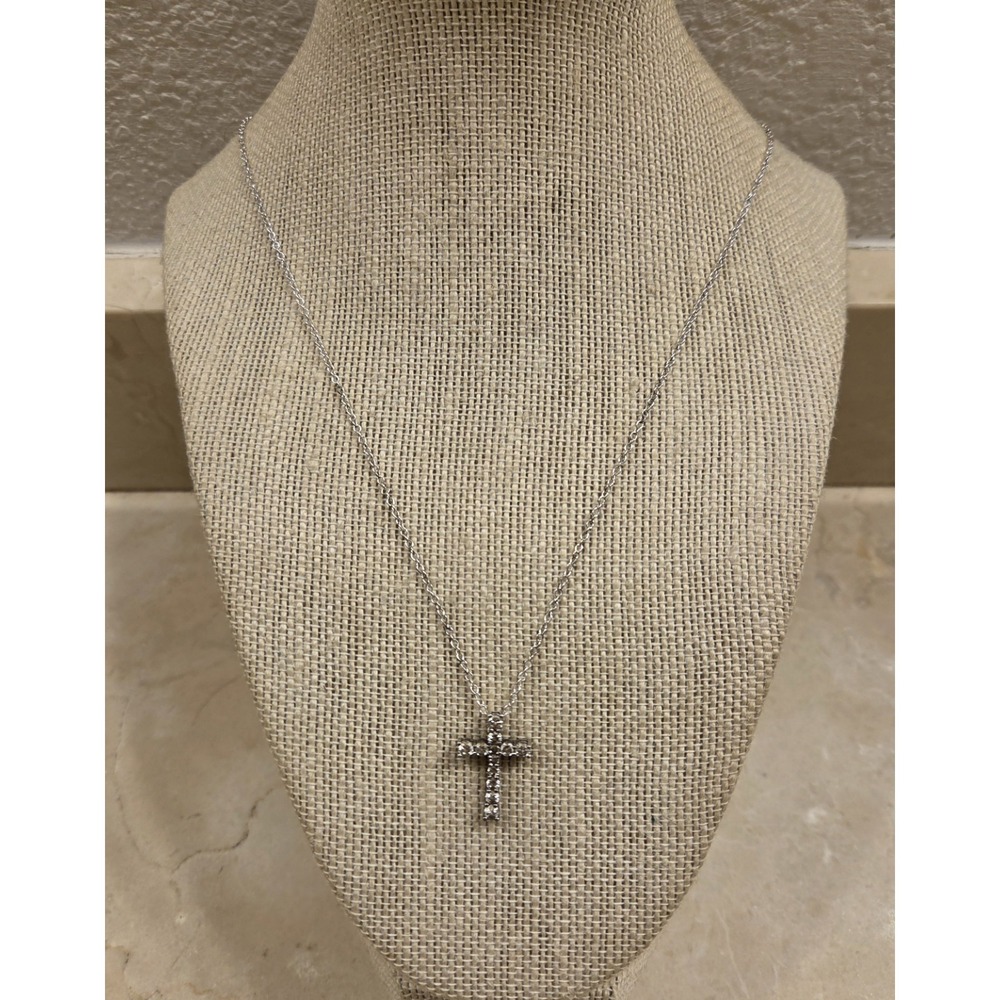 Sterling Silver & Cubic Zirconia Cross Pendant On 20" Sterling Silver Chain